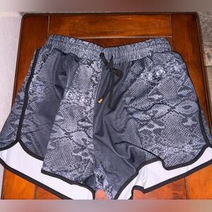 Gray Snake Print Athletic Shorts
